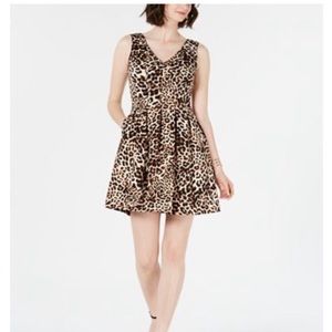 Vince Camuto Animal Print  Fit & Flare Dress Sz 10